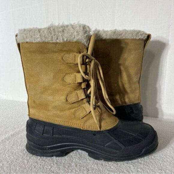 Vintage Kamik Alborg Tan Leather W Rubber Lace Up Winter Boots 11 - Picture 15 of 16